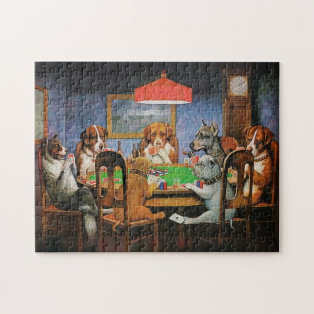 Dogs Playing Poker by C.M. Coolidge Jigsaw Puzzle (Horizontal)