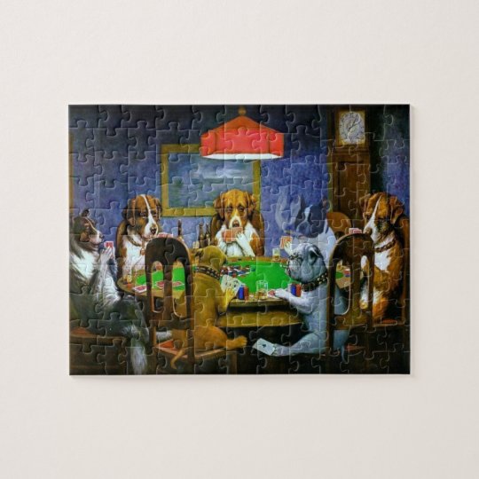 Dogs playing Poker by C M Coolidge Jigsaw Puzzle
