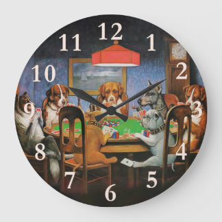 Dogs Playing Poker by C.M. Coolidge Large Clock