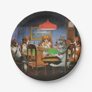 Dogs Playing Poker by C.M. Coolidge Paper Plate