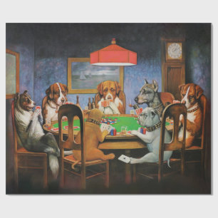 Dogs Playing Poker by C.M. Coolidge Wrapping Paper