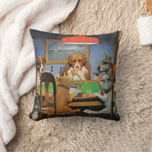 Dogs Playing Poker by Cassius Marcellus Coolidge's Cushion