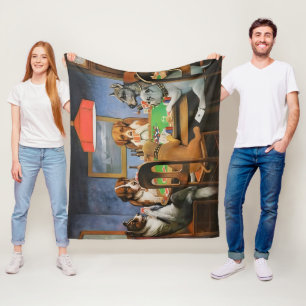 Dogs Playing Poker by Cassius Marcellus Coolidge's Fleece Blanket