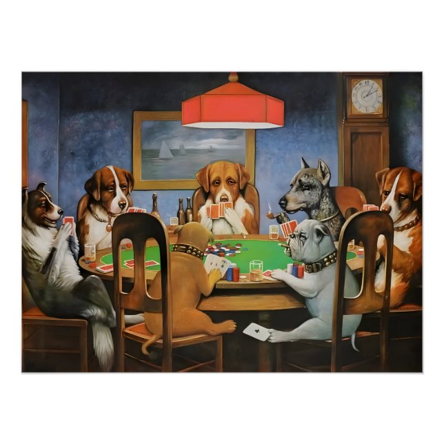 Dogs Playing Poker by Cassius Marcellus Coolidge's Poster (Front)