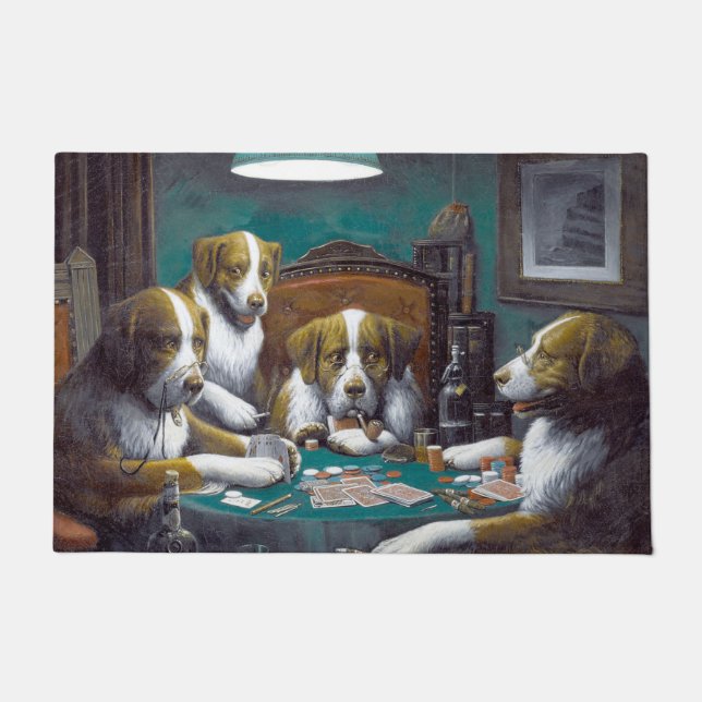 Dogs Playing Poker Cassius Marcellus Coolidge 1894 Doormat (Front)