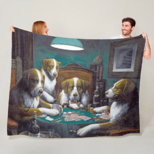Dogs Playing Poker Cassius Marcellus Coolidge 1894 Fleece Blanket