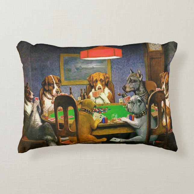 Dogs playing poker, cushion , art by Coolidge (Front)