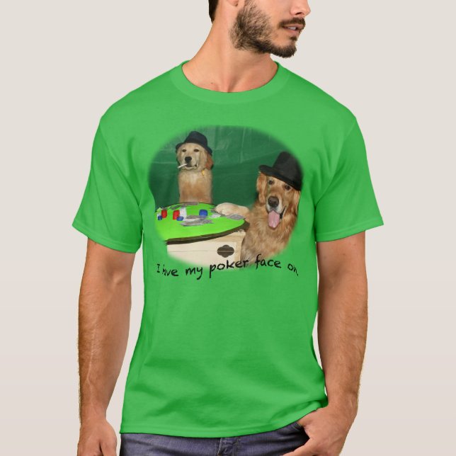 Dogs Playing Poker Face T-Shirt (Front)