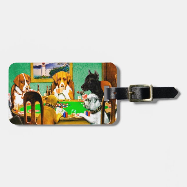 Dogs Playing Poker Luggage Tag (Front Horizontal)