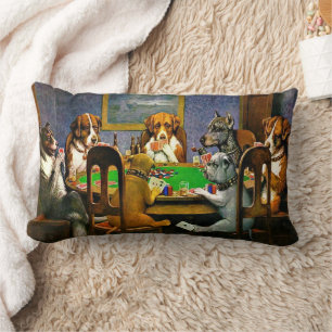 Dogs Playing Poker Lumbar Cushion