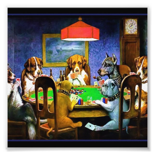 Dogs Playing Poker Photo Print (Front)