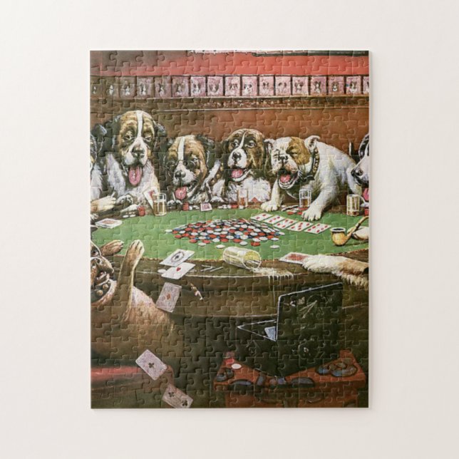 Dogs Playing Poker Sympathy - Cassius Coolidge Jigsaw Puzzle (Vertical)