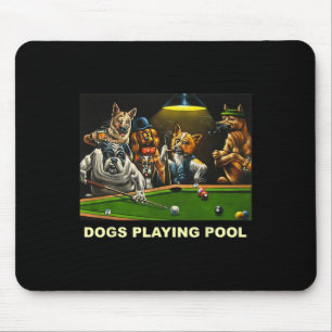 Dogs Playing Pool Art Work Puppies Snooker Pocket Mouse Pad