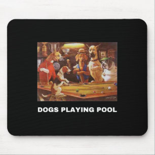 Dogs Playing Pool Art Work Puppies Snooker Pocket Mouse Pad