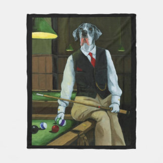 Dogs Playing Pool - Great Dane Fleece Blanket