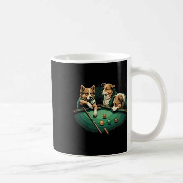 Dogs Playing Pool Table Billiards 8 Ball  Coffee Mug (Right)