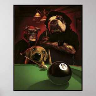 Dogs Playing Pool - The Eightball Poster