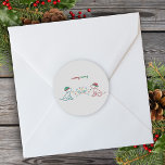 Dogs Playing with Christmas Lights Party Classic Round Sticker<br><div class="desc">Spread holiday cheer with this festive sticker. Two dogs plaing tug of war with Christmas lights. The dogs are wearing their winter hats. It's perfect for Holiday gifts, cards and envelopes. Seal them with this simple, yet stylish, holiday dog lover design. The classic square sticker includes "Happy Holidays" in red...</div>