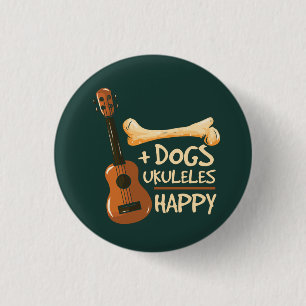 Dogs Plus Ukuleles Equals Happy Novelty Gag 3 Cm Round Badge