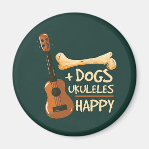 Dogs Plus Ukuleles Equals Happy Novelty Gag Magnet
