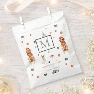 Dogs & Presents Merry Christmas Monogram Favour Bag
