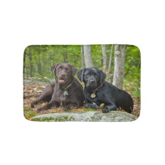 Dogs Puppies Black Lab Chocolate Labrador Retrieve Bath Mat