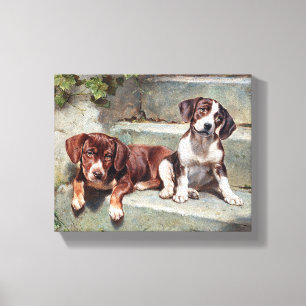 Dogs Puppies Vintage Canvas Print