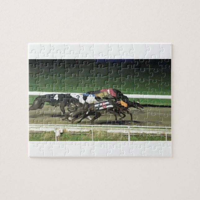 Dogs racing greyhound sporting image jigsaw puzzle (Horizontal)