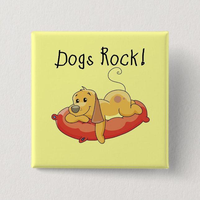 Dogs Rock Tshirts and Gifts 15 Cm Square Badge (Front)