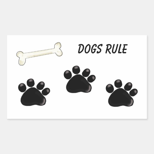 Dogs Rule - Paw Prints Rectangular Sticker (Front)