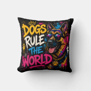 Dogs Rule the World German Shepherd Throw Pillow