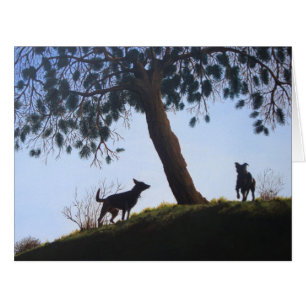 dogs scenic park landscape painting realist art