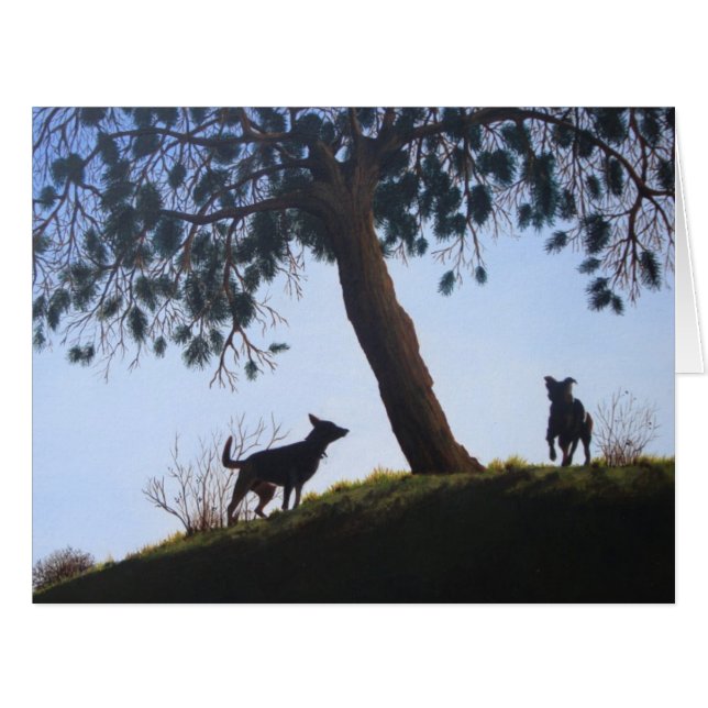 dogs scenic park landscape painting realist art (Front Horizontal)