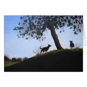dogs scenic park landscape painting realist art