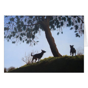 dogs scenic park landscape painting realist art