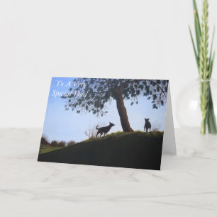 dogs scenic park landscape painting realist art thank you card