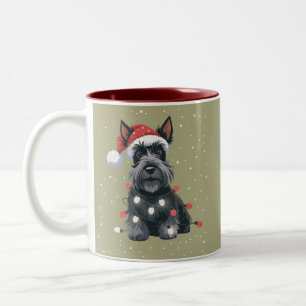 Dogs Scottie Scottish Terrier Christmas Dog Mum  Two-Tone Coffee Mug