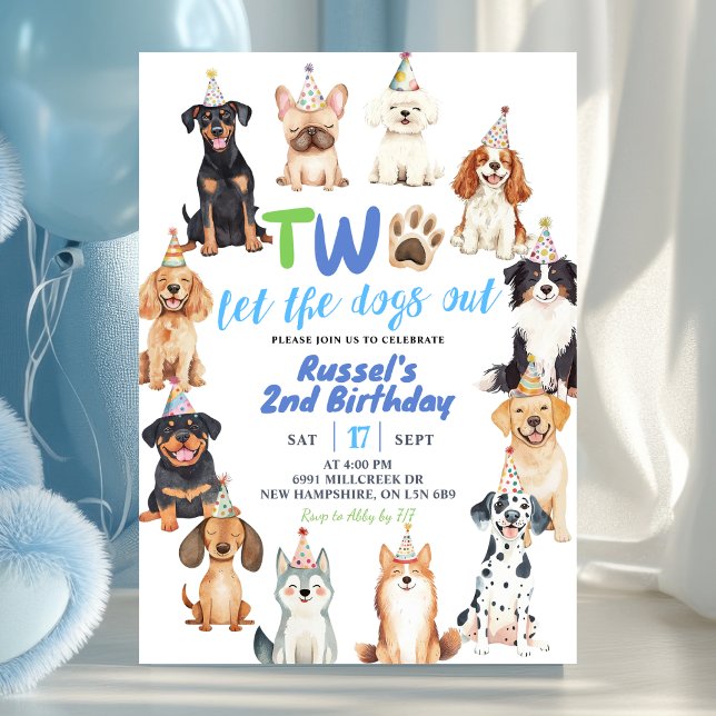 Dogs Second Birthday Invitation (Creator Uploaded)
