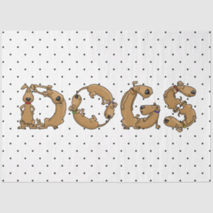 DOGS Spelled in Funny Cute Dog Letters Tissue Paper