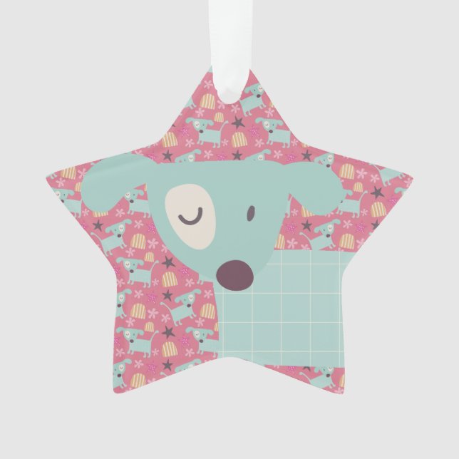 Dogs, Stars, and Flowers Ornament (Front)