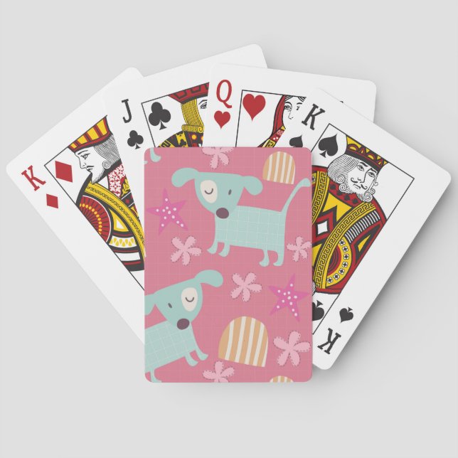 Dogs, Stars, and Flowers Playing Cards (Back)