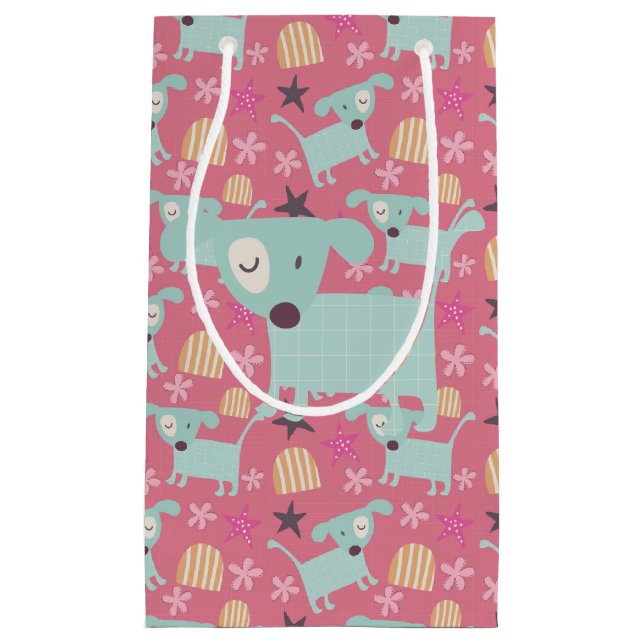 Dogs, Stars, and Flowers Small Gift Bag (Front)