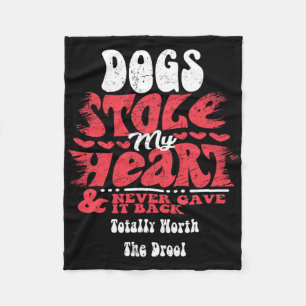 Dogs Stole My Heart ~ Funny Valentines Day Fleece Blanket