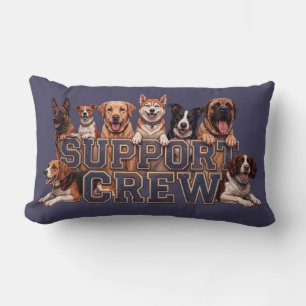 Dogs Support Crew Multi Breed Owner Blue Dog Lover Lumbar Cushion