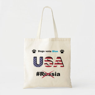 Dogs Vote Blue USA, not Russia, Liberal Resistance Tote Bag
