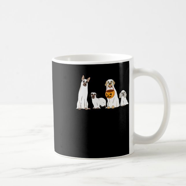 Dogs Wearing Ghost Costume Fun Dog Halloween Men W Coffee Mug (Right)