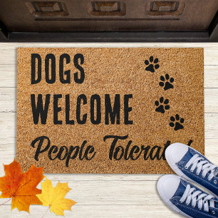 Dogs Welcome Funny Pet Dog Lover Paw Prints Doormat