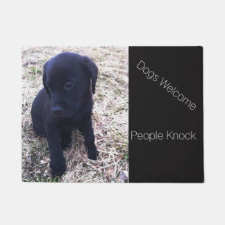 Dogs Welcome People Knock Black Labrador Puppy Doormat