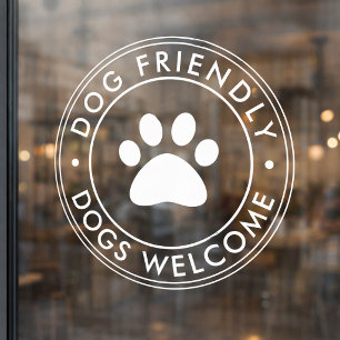 Dogs Welcome Window Cling   Dog Friendly Shop Cafe