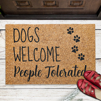 Dogs WelcomePeople Tolerated Rustic Coir Funny Dog Doormat